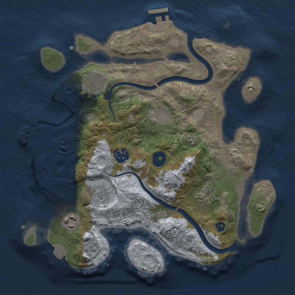Rust Map: Procedural Map, Size: 3000, Seed: 7501, 12 Monuments