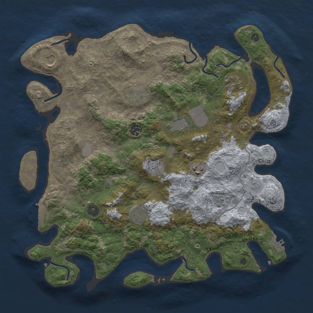 Rust Map: Procedural Map, Size: 4000, Seed: 7368, 16 Monuments