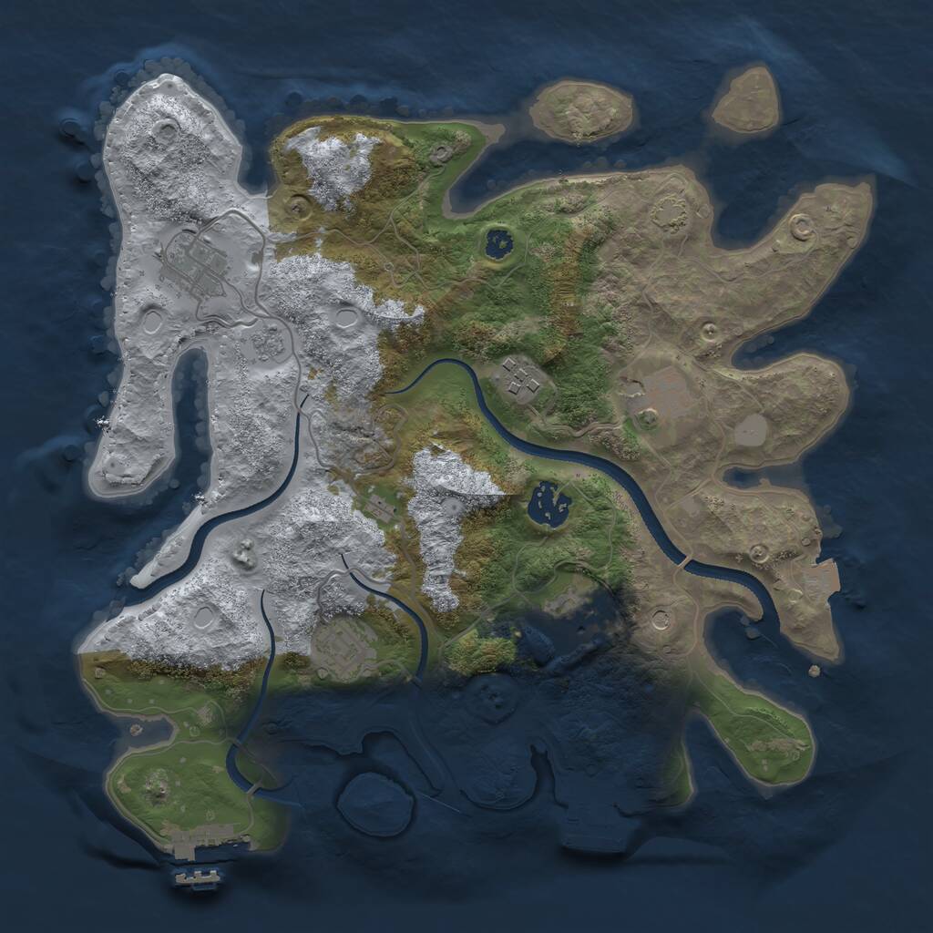 Rust Map: Procedural Map, Size: 3250, Seed: 465203736, 12 Monuments