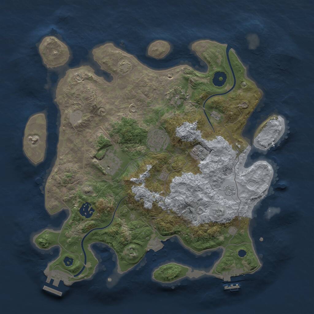 Rust Map: Procedural Map, Size: 3250, Seed: 7368, 10 Monuments