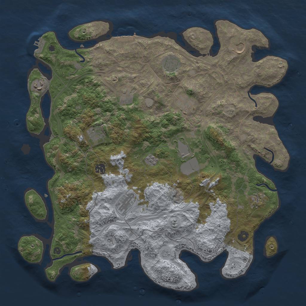 Rust Map: Procedural Map, Size: 4250, Seed: 1042947707, 18 Monuments