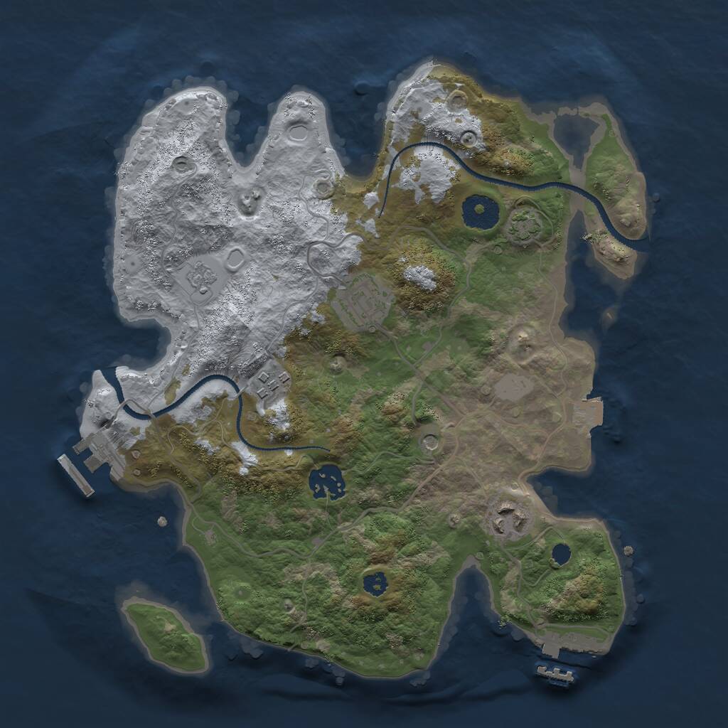 Rust Map: Procedural Map, Size: 3000, Seed: 1585096039, 10 Monuments