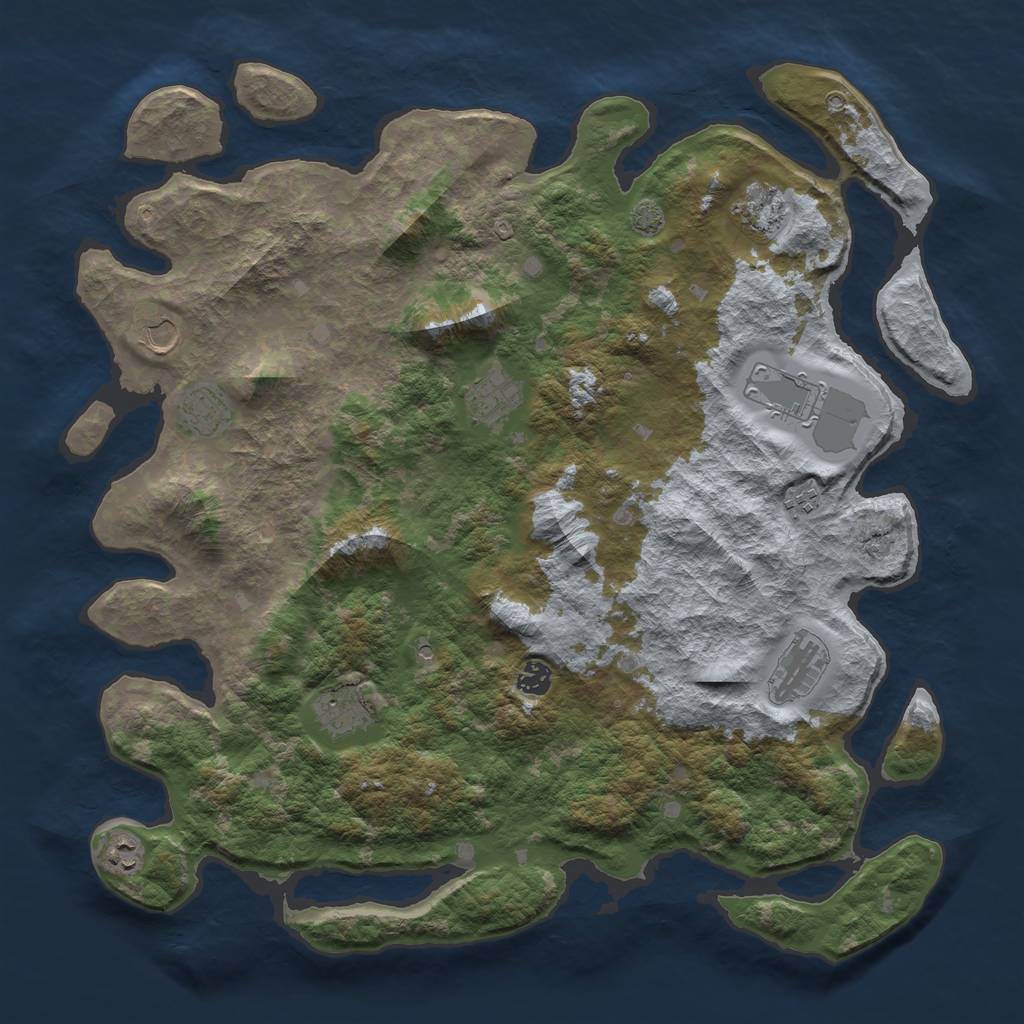 Rust Map: Barren, Size: 4500, Seed: 9876513, 14 Monuments