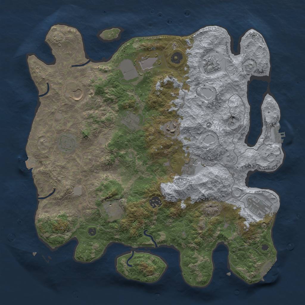 Rust Map: Procedural Map, Size: 3900, Seed: 454836, 18 Monuments