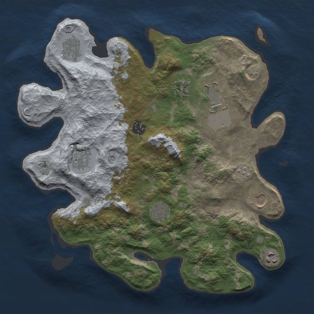 Rust Map: Barren, Size: 3500, Seed: 773178971, 13 Monuments