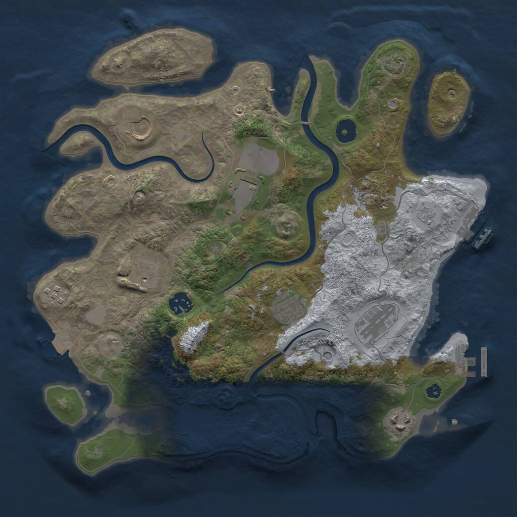 Rust Map: Procedural Map, Size: 3500, Seed: 203550340, 15 Monuments