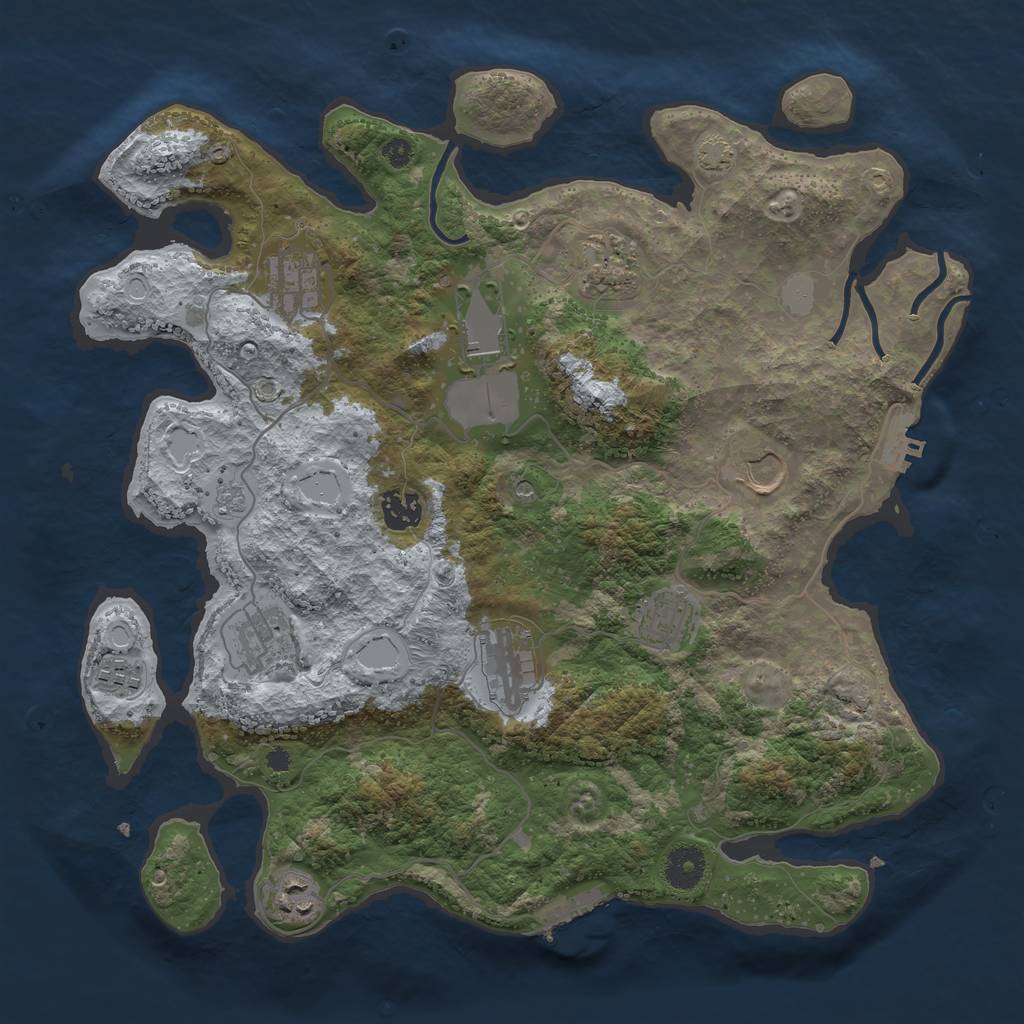 Rust Map: Procedural Map, Size: 3700, Seed: 1830879014, 18 Monuments