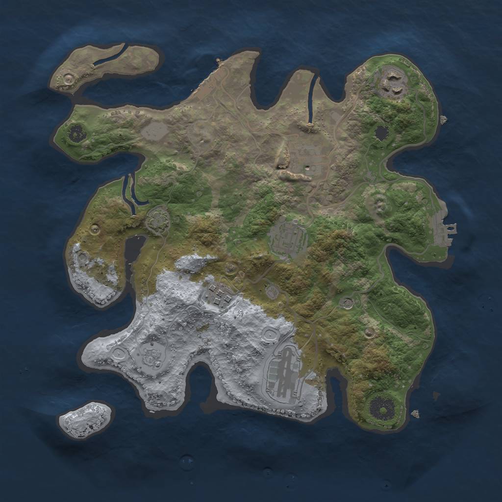 Rust Map: Procedural Map, Size: 3000, Seed: 555733998, 13 Monuments