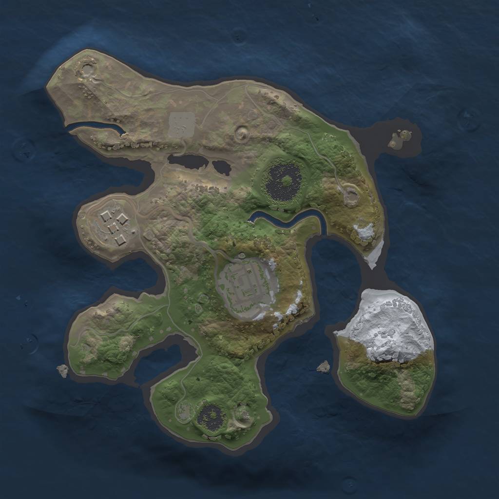 Rust Map: Procedural Map, Size: 2000, Seed: 66542, 5 Monuments