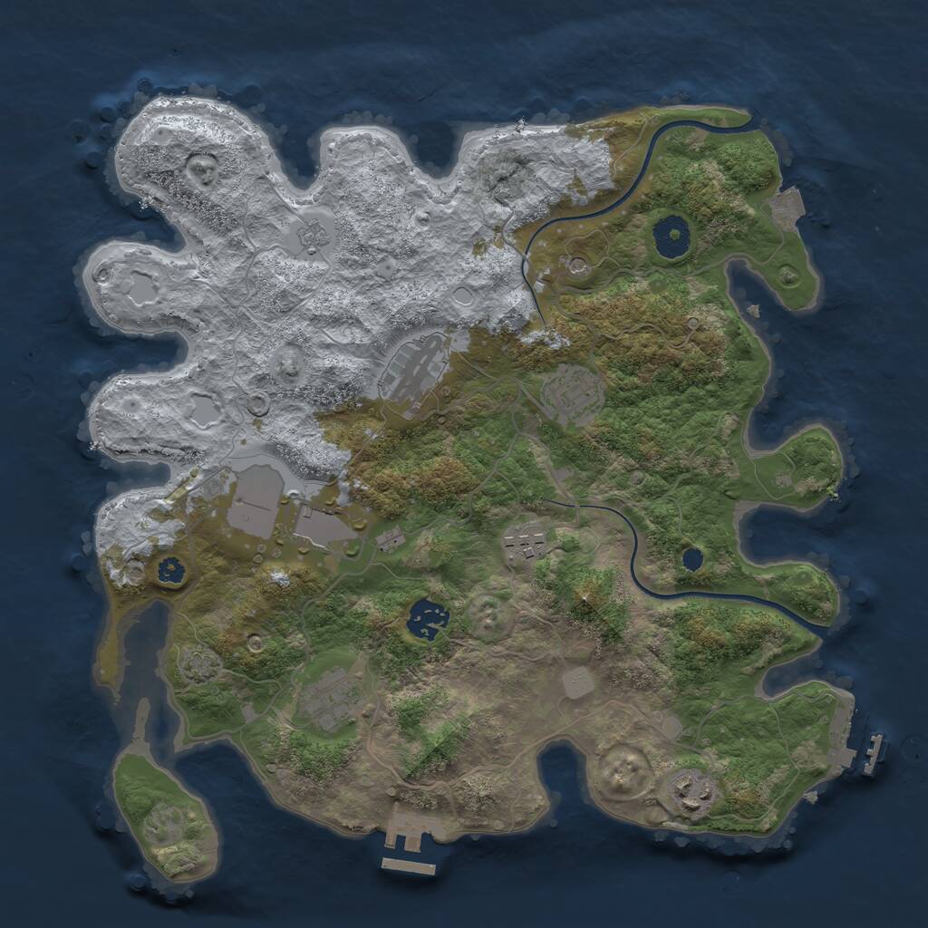 Rust Map: Procedural Map, Size: 3500, Seed: 56466, 13 Monuments