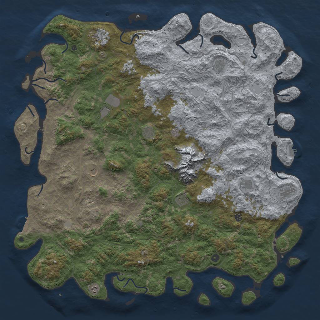 Rust Map: Procedural Map, Size: 6000, Seed: 1870037857, 19 Monuments