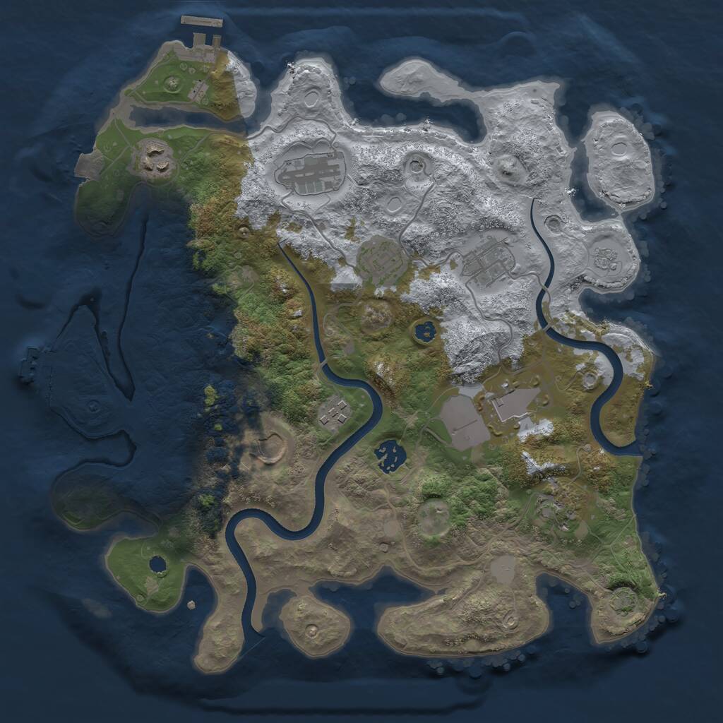 Rust Map: Procedural Map, Size: 3500, Seed: 544739710, 15 Monuments