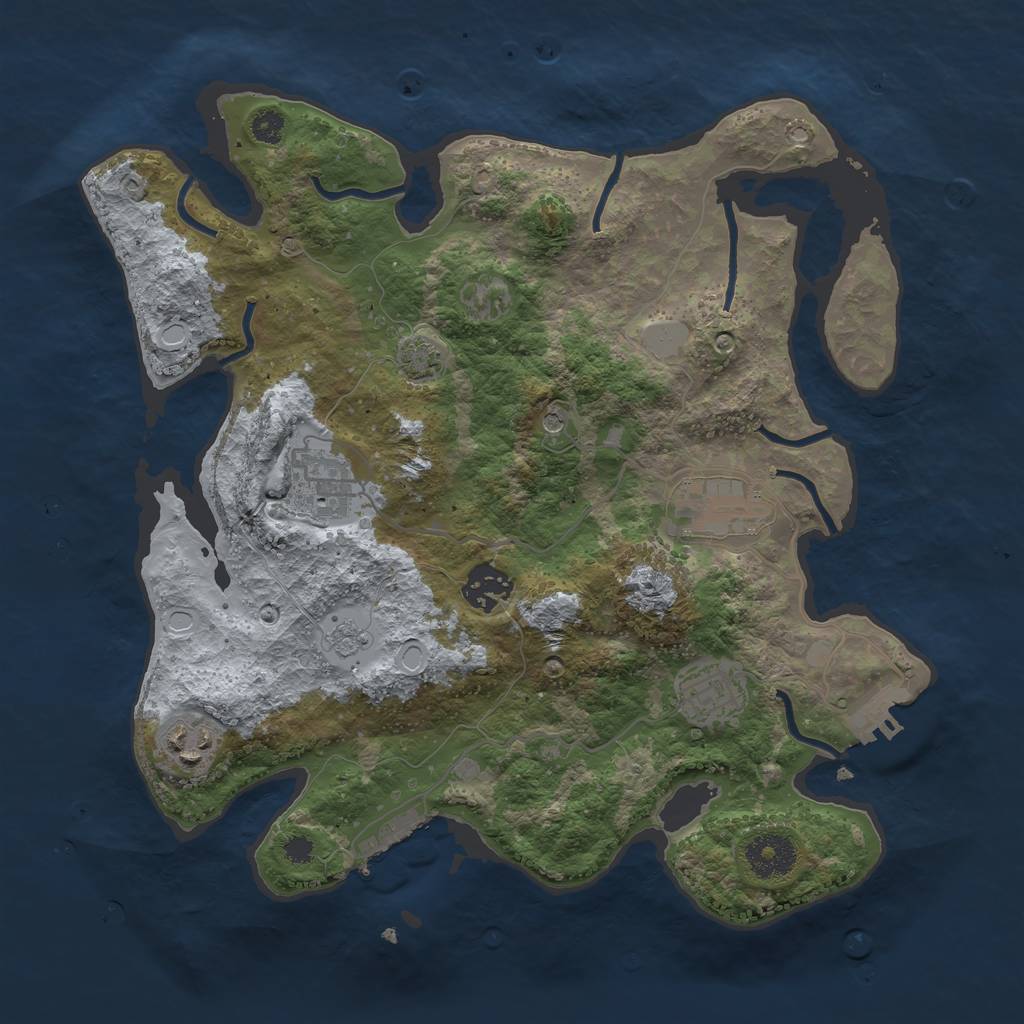 Rust Map: Procedural Map, Size: 3250, Seed: 454058862, 13 Monuments