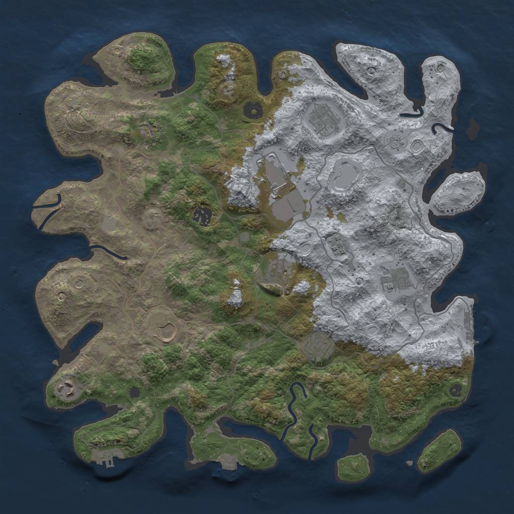 Rust Map: Procedural Map, Size: 4000, Seed: 2090728812, 18 Monuments