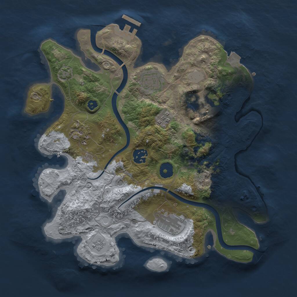 Rust Map: Procedural Map, Size: 3000, Seed: 5497465, 11 Monuments
