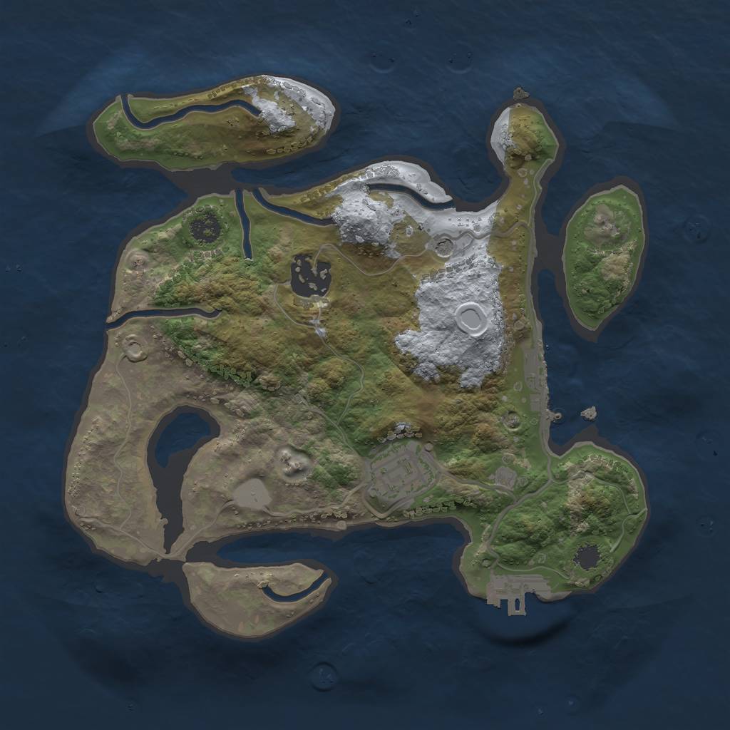 Rust Map: Procedural Map, Size: 2500, Seed: 342342545, 8 Monuments