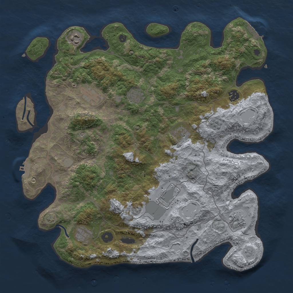 Rust Map: Procedural Map, Size: 4000, Seed: 1539626807, 17 Monuments