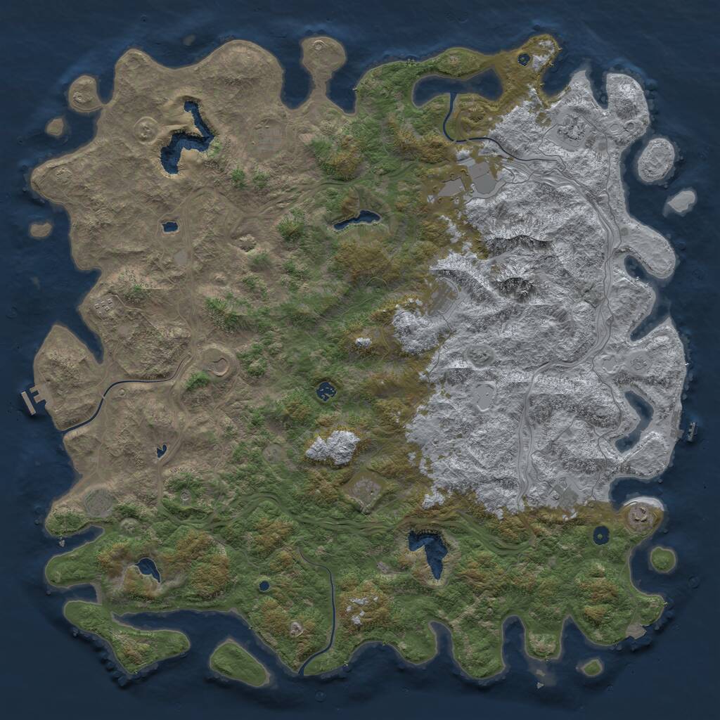 Rust Map: Procedural Map, Size: 6000, Seed: 67853423, 17 Monuments