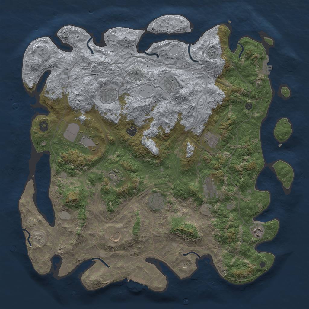 Rust Map: Procedural Map, Size: 4500, Seed: 4000638, 19 Monuments