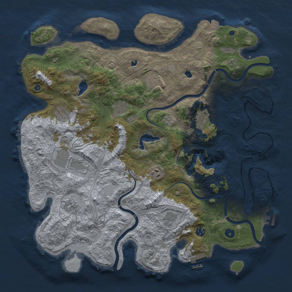 Rust Map: Procedural Map, Size: 4500, Seed: 30923315, 16 Monuments