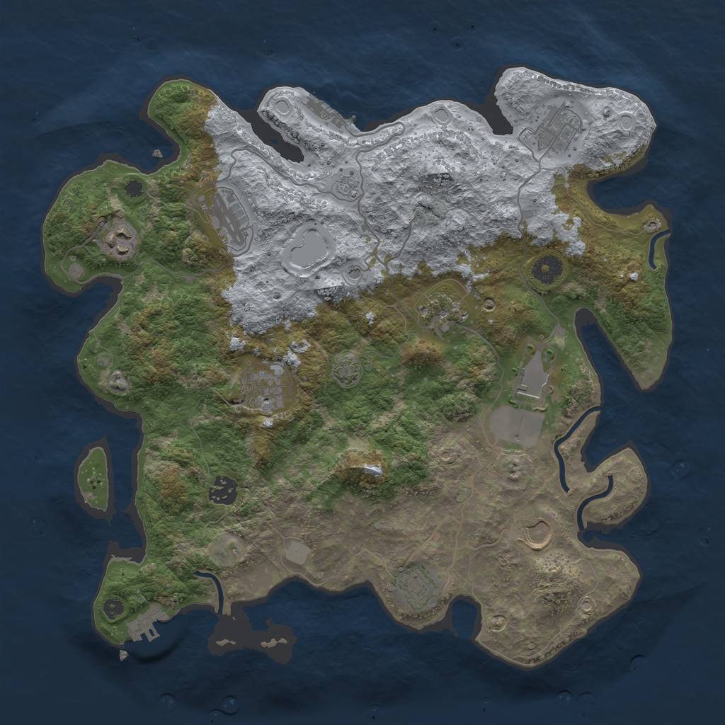 Rust Map: Procedural Map, Size: 3750, Seed: 1185411338, 17 Monuments