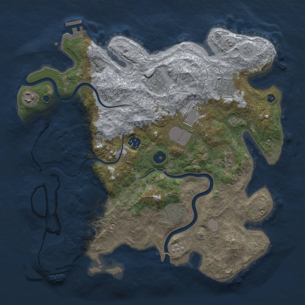 Rust Map: Procedural Map, Size: 3750, Seed: 1185411338, 15 Monuments