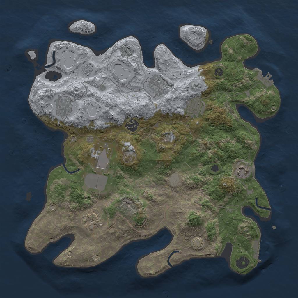 Rust Map: Procedural Map, Size: 3550, Seed: 346576, 16 Monuments