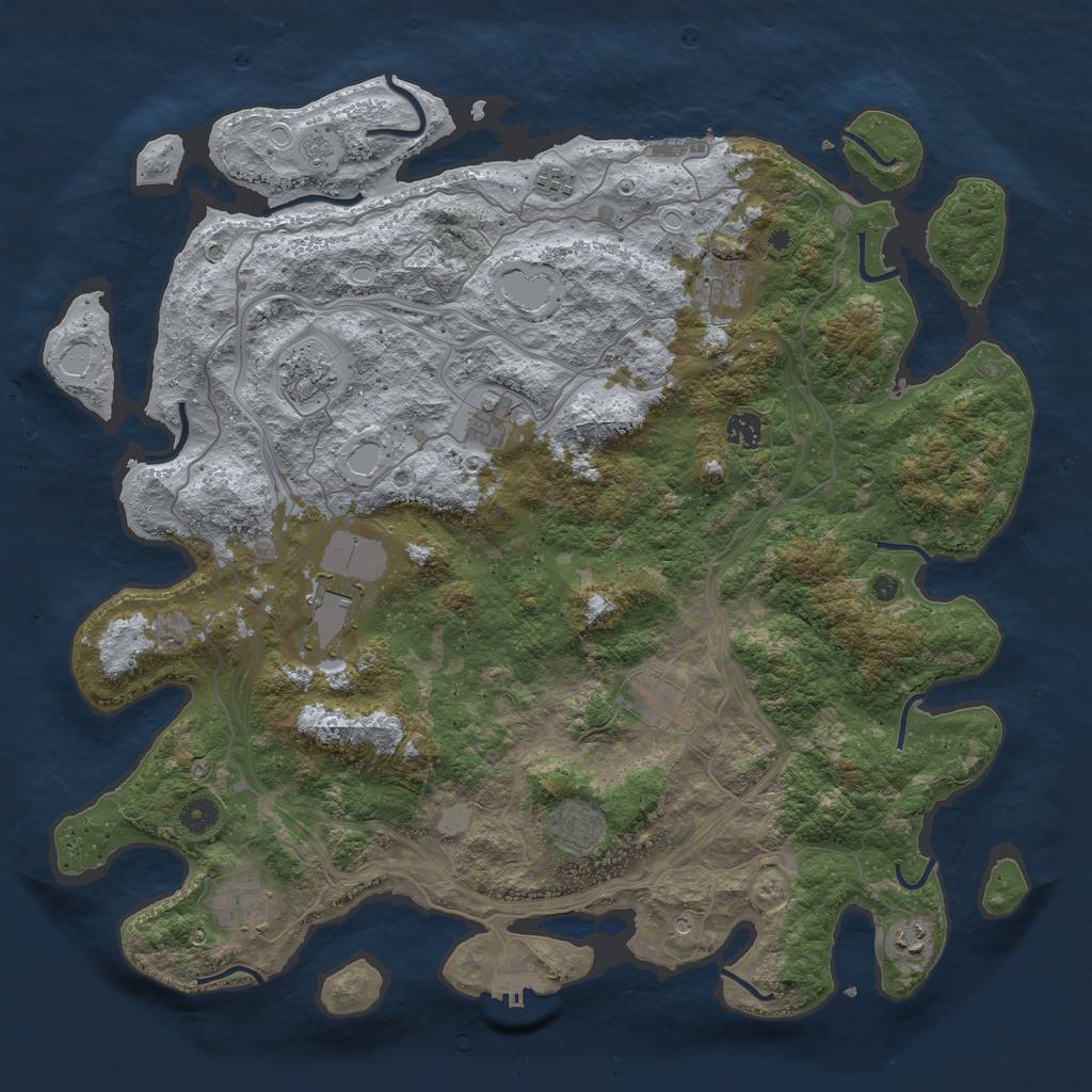 Rust Map: Procedural Map, Size: 4500, Seed: 2725, 17 Monuments