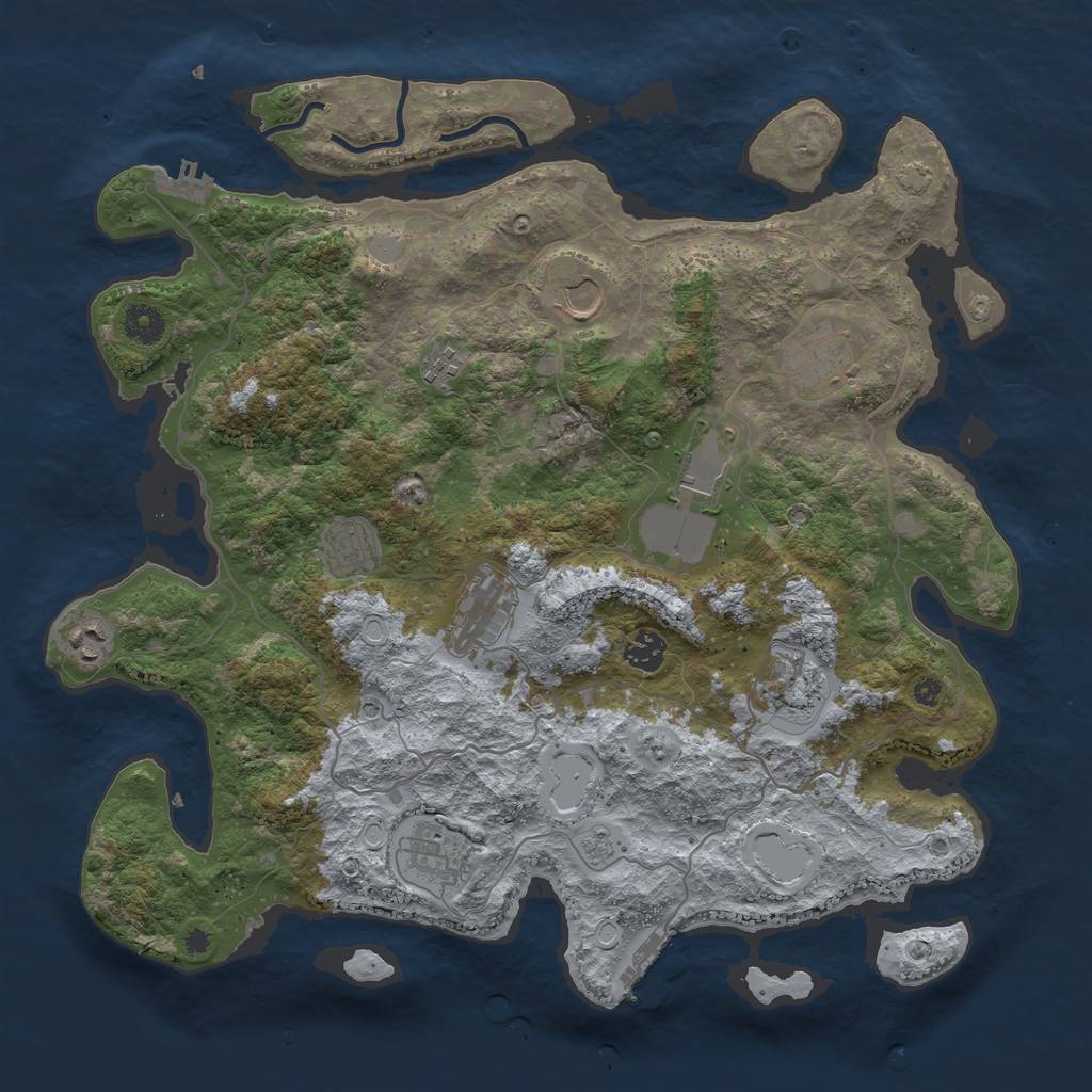 Rust Map: Procedural Map, Size: 4000, Seed: 69456, 18 Monuments