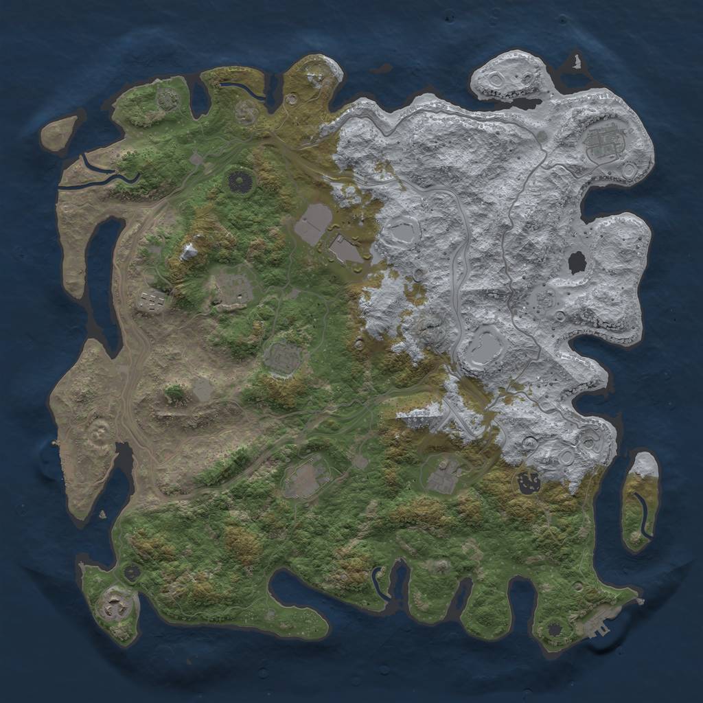 Rust Map: Procedural Map, Size: 4500, Seed: 811170299, 17 Monuments