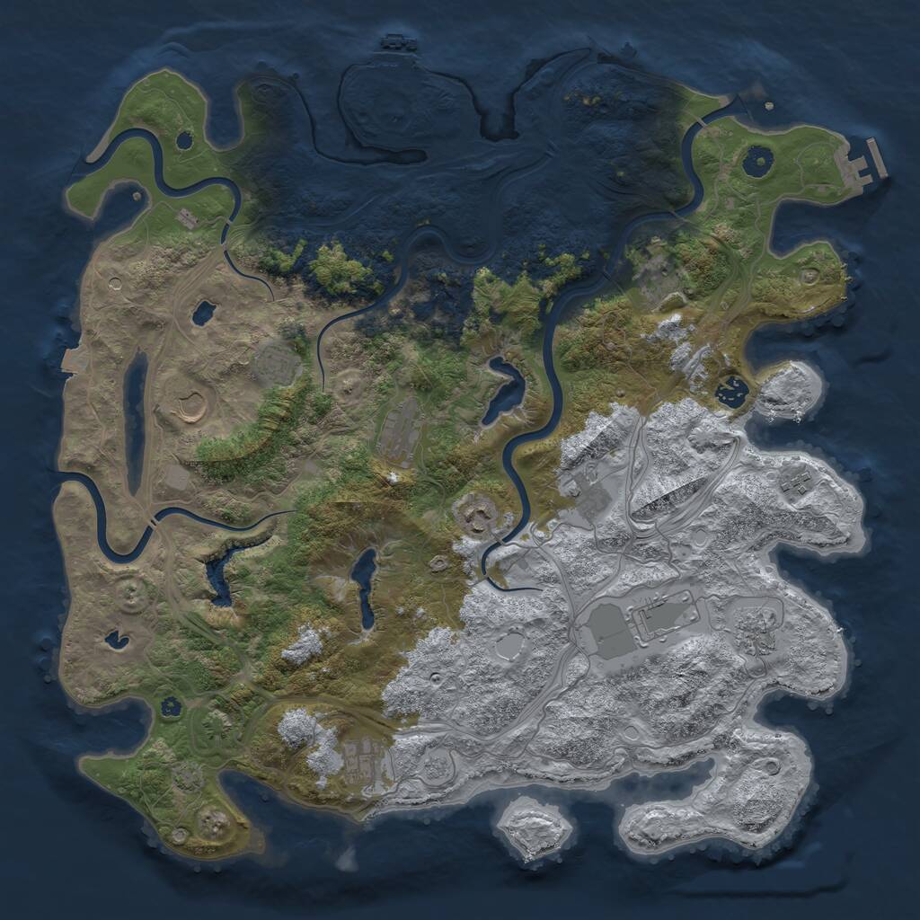 Rust Map: Procedural Map, Size: 4500, Seed: 444811975, 17 Monuments