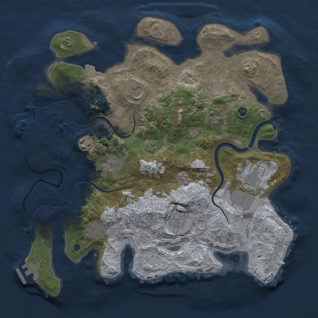 Rust Map: Procedural Map, Size: 3700, Seed: 181644219, 14 Monuments