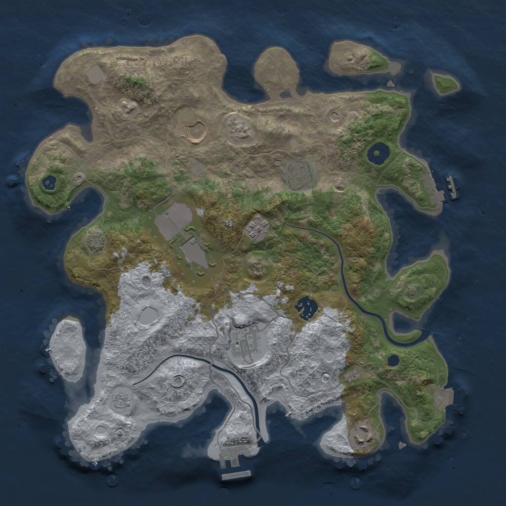 Rust Map: Procedural Map, Size: 3500, Seed: 128556084, 13 Monuments