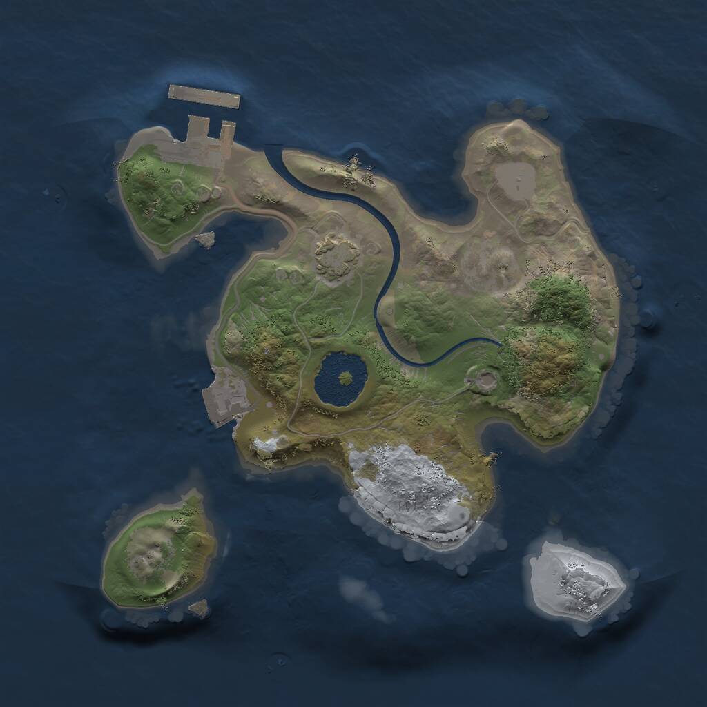 Rust Map: Procedural Map, Size: 2000, Seed: 1961174475, 3 Monuments