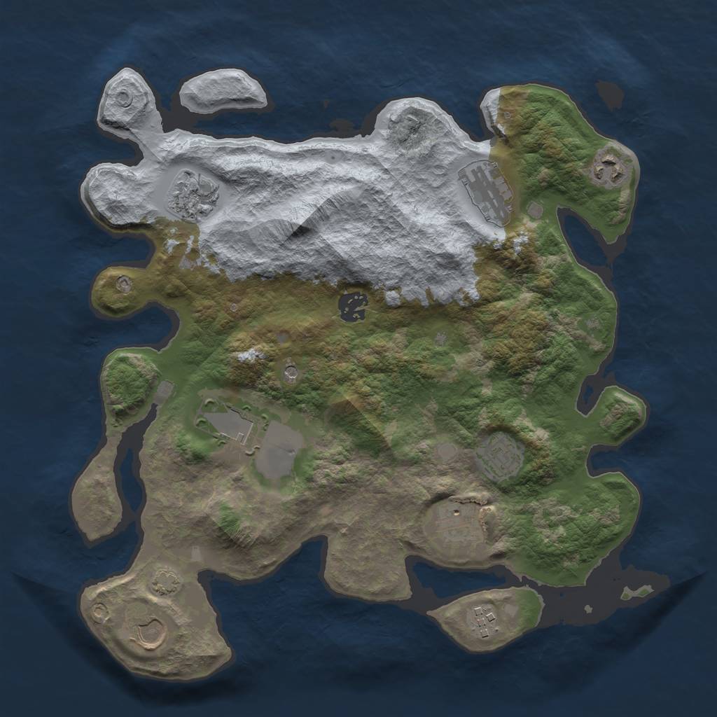 Rust Map: Barren, Size: 3500, Seed: 1404201559, 13 Monuments