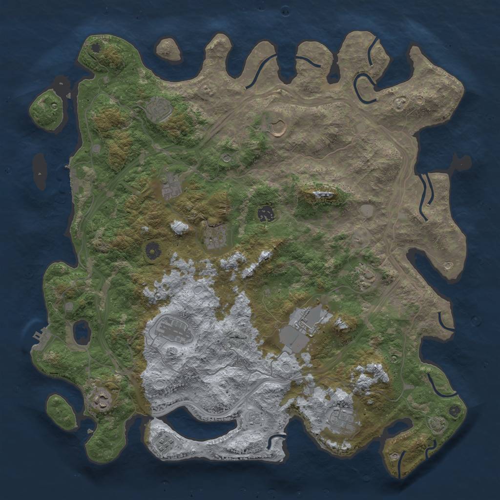 Rust Map: Procedural Map, Size: 4500, Seed: 100215508, 19 Monuments