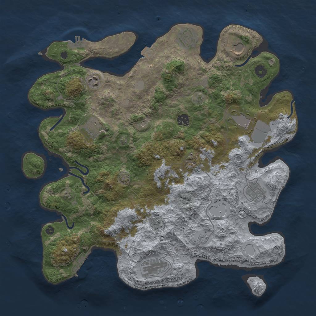 Rust Map: Procedural Map, Size: 3850, Seed: 1725271638, 18 Monuments