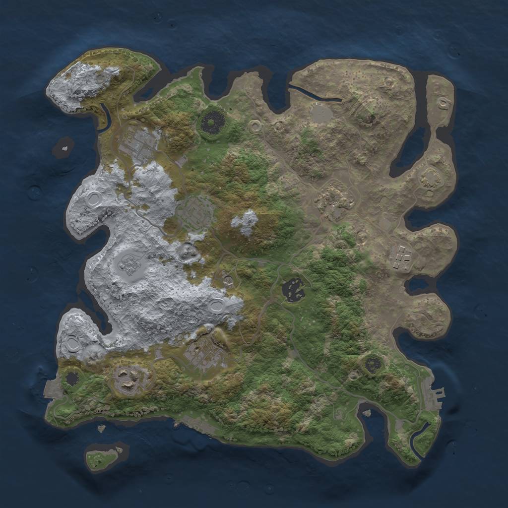 Rust Map: Procedural Map, Size: 3250, Seed: 743824, 15 Monuments