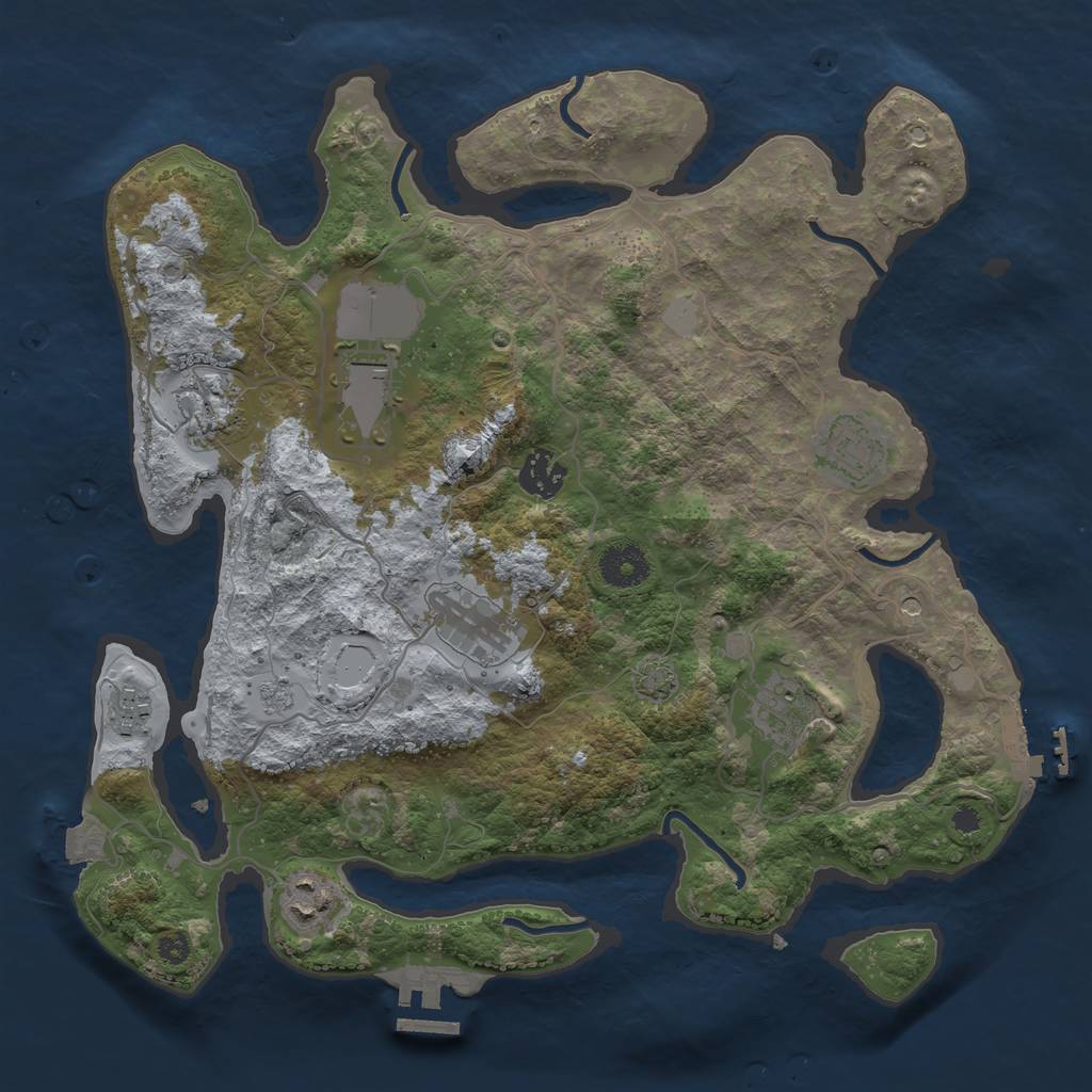Rust Map: Procedural Map, Size: 3500, Seed: 781475863, 16 Monuments