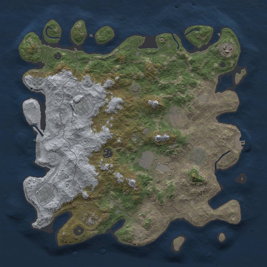 Rust Map: Procedural Map, Size: 4000, Seed: 1828410443, 17 Monuments