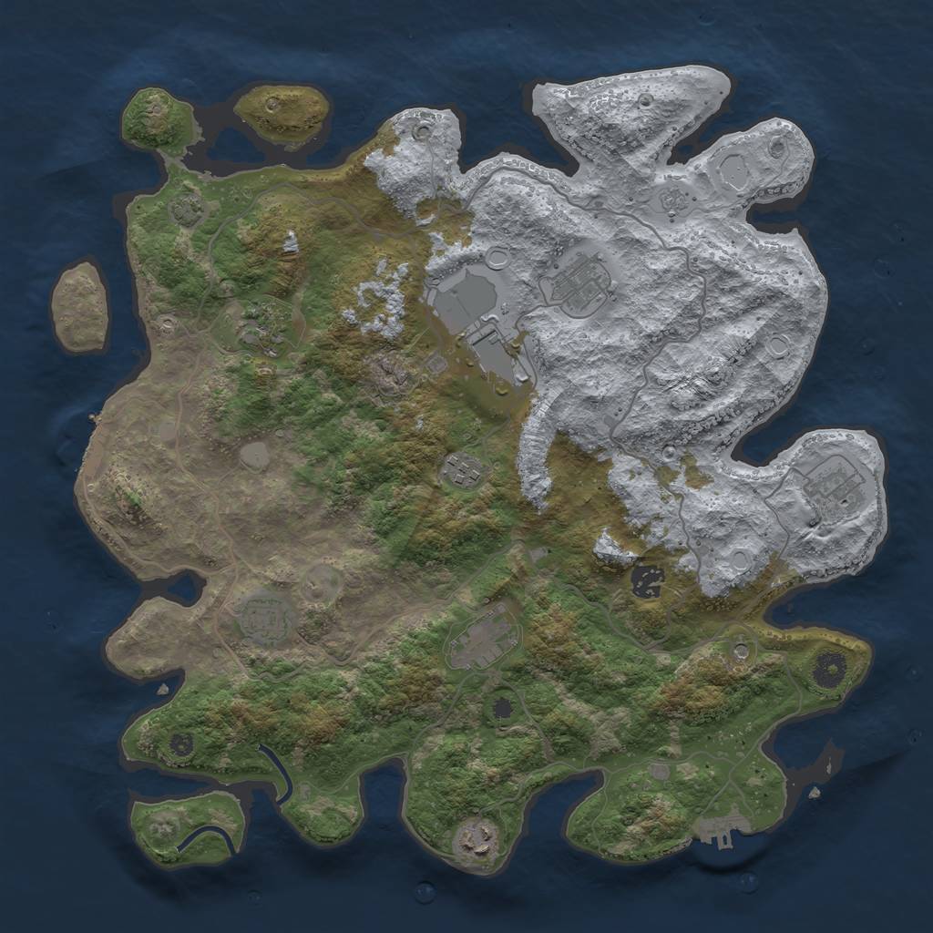 Rust Map: Procedural Map, Size: 4000, Seed: 107913822, 17 Monuments