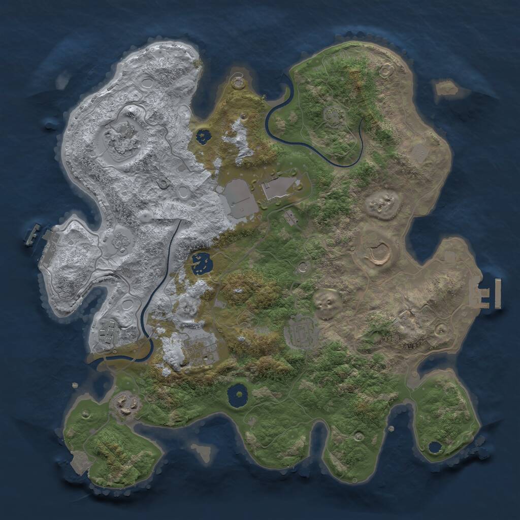 Rust Map: Procedural Map, Size: 3500, Seed: 1094303095, 14 Monuments