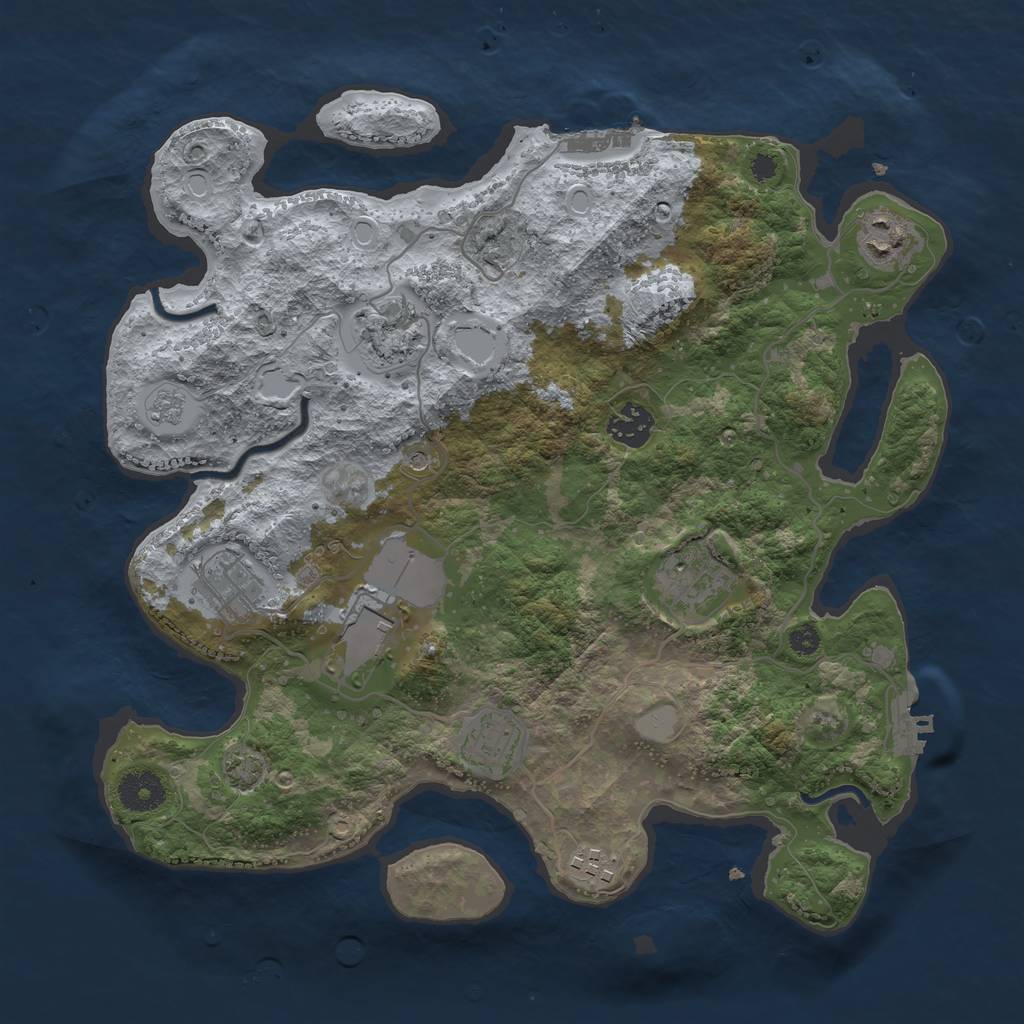 Rust Map: Procedural Map, Size: 3500, Seed: 1063085, 16 Monuments