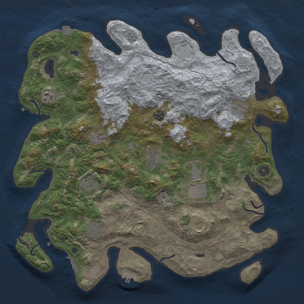 Rust Map: Procedural Map, Size: 4250, Seed: 608459685, 18 Monuments