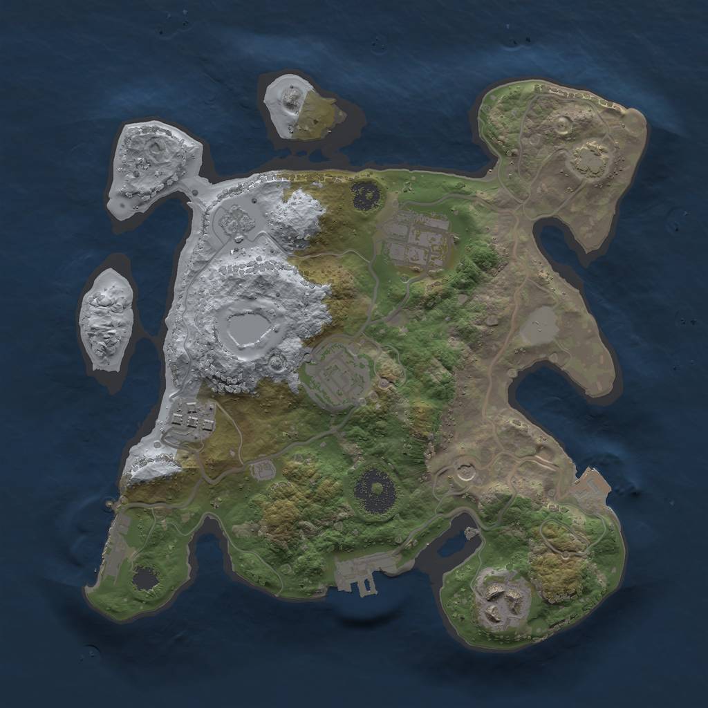 Rust Map: Procedural Map, Size: 2500, Seed: 2342782, 12 Monuments