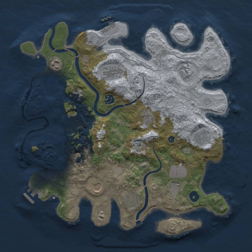 Rust Map: Procedural Map, Size: 3750, Seed: 1233728698, 17 Monuments