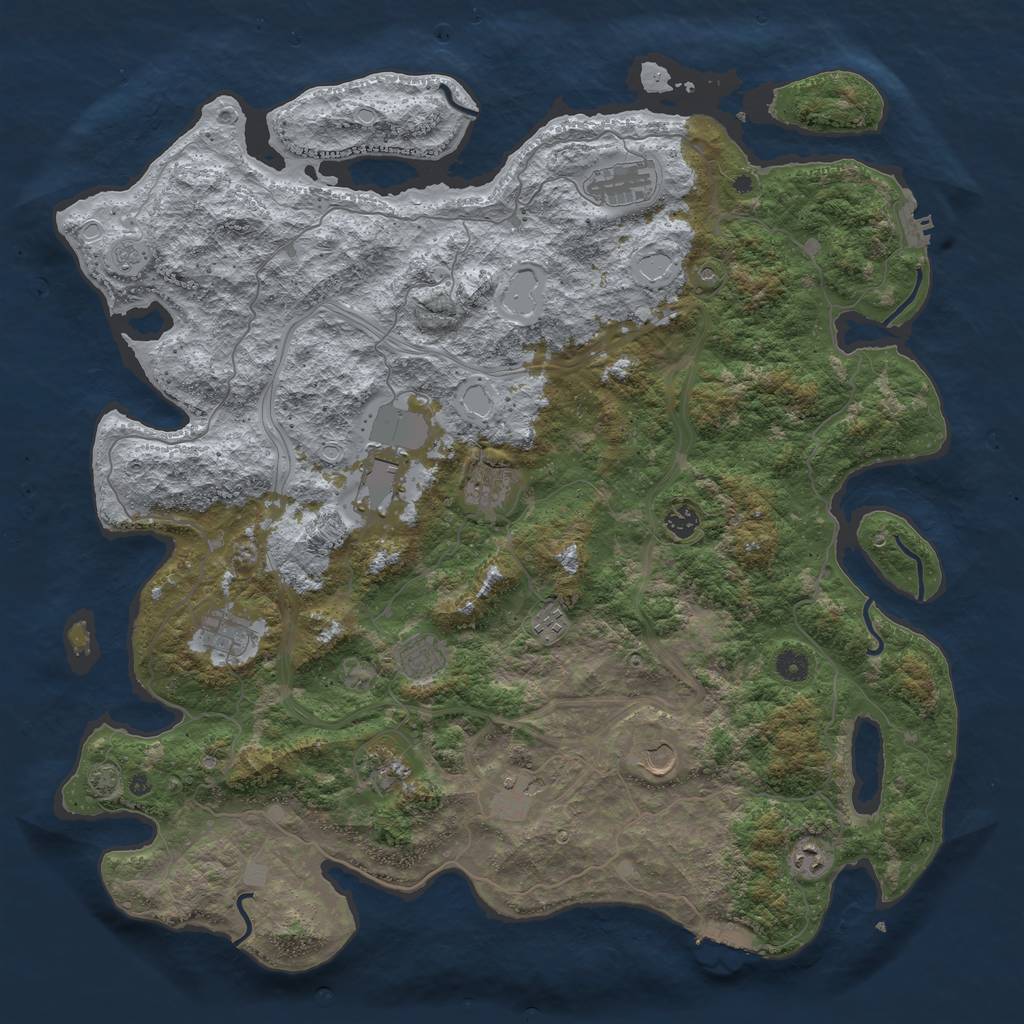 Rust Map: Procedural Map, Size: 4800, Seed: 1844082651, 19 Monuments