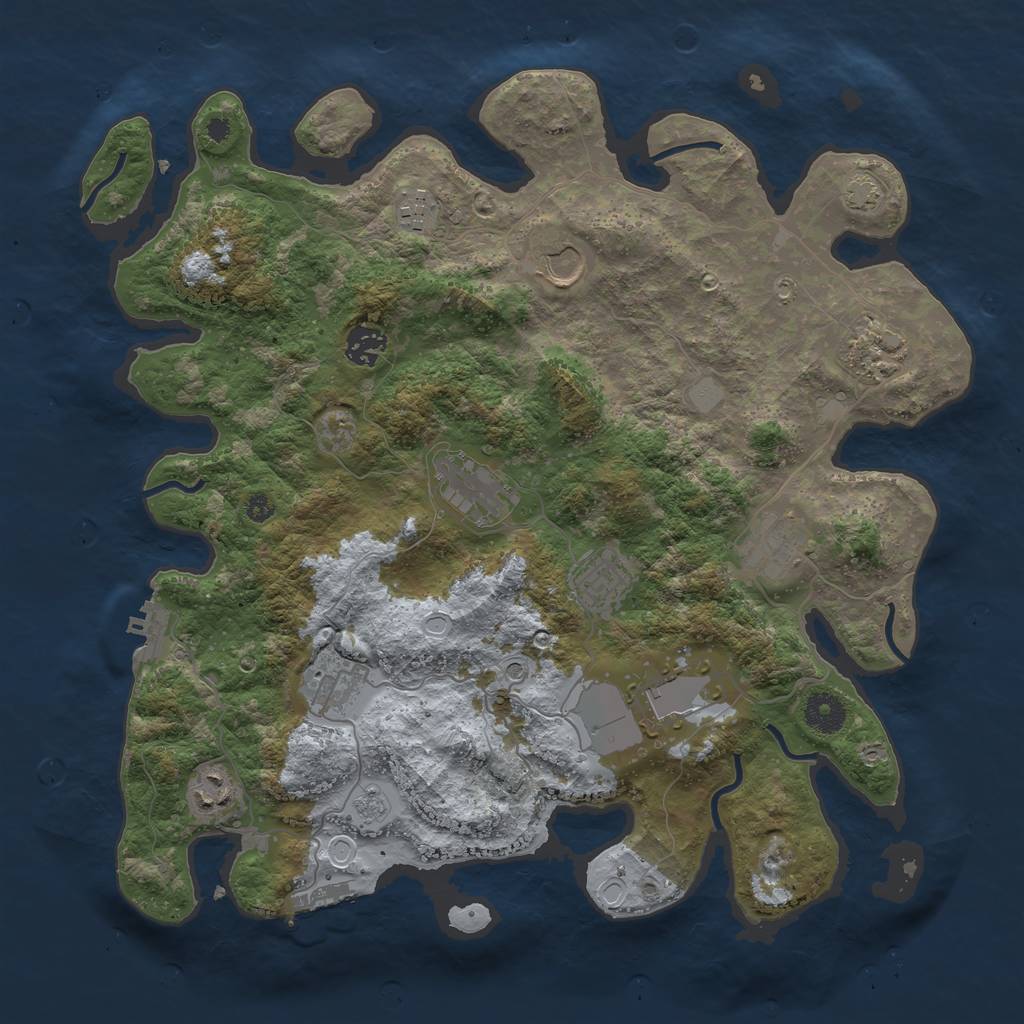 Rust Map: Procedural Map, Size: 3750, Seed: 153739457, 18 Monuments