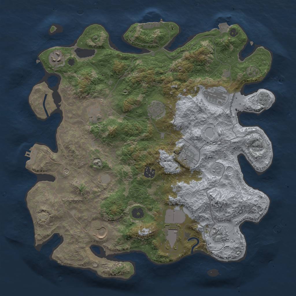 Rust Map: Procedural Map, Size: 3800, Seed: 442915, 18 Monuments