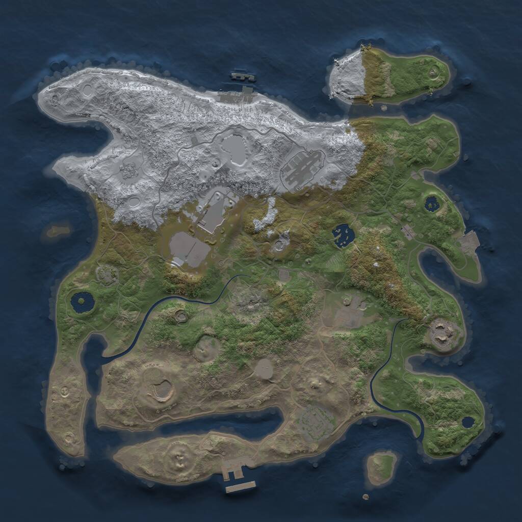 Rust Map: Procedural Map, Size: 3500, Seed: 2077246283, 13 Monuments